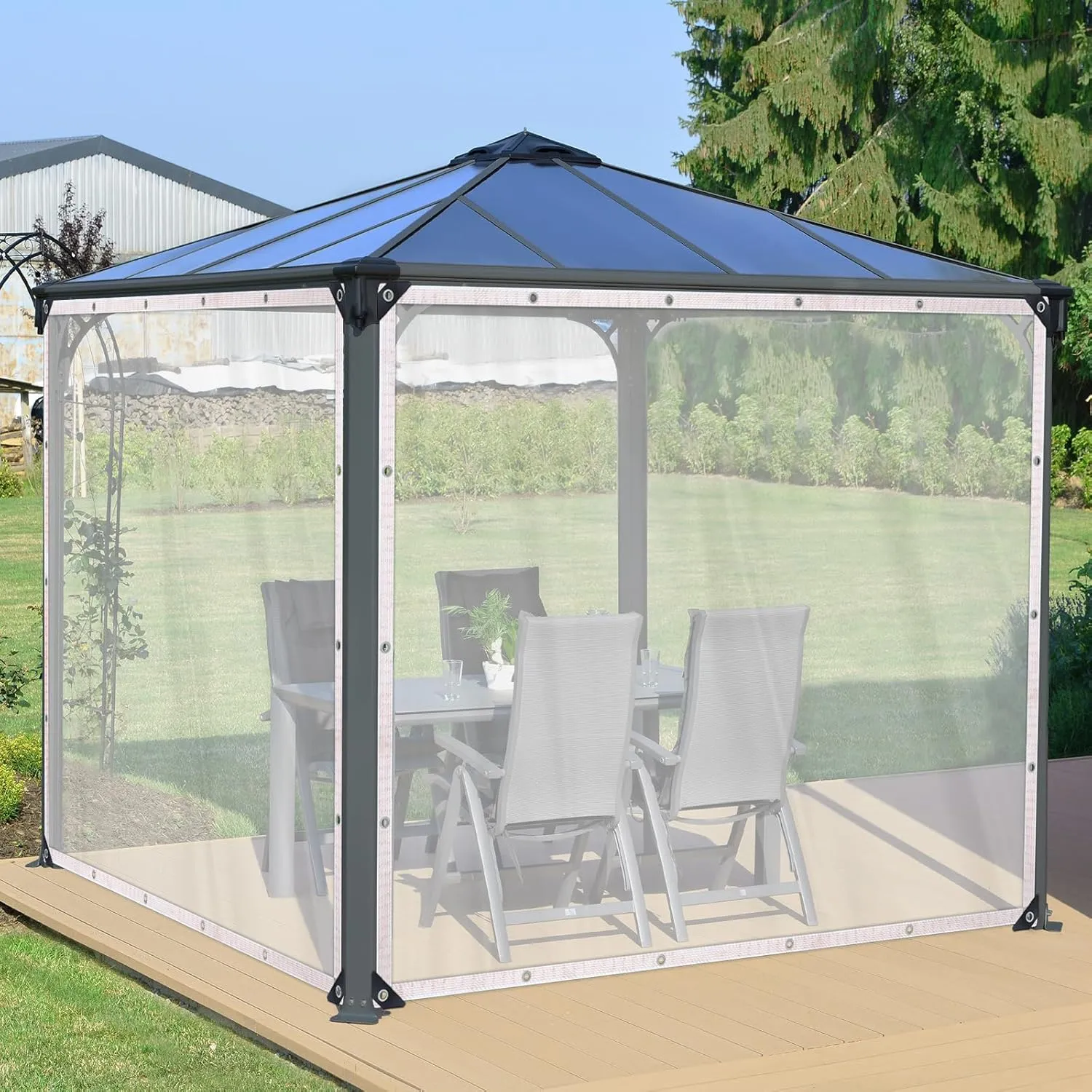Waterproof Clear Tarps for Plant 6'6"x6'6" 6mil Greenhouse Plastic Sheeting Tarp Cover Against Rain Winter Snow & Wind, Thickened Tear Resistant Vinyl Tarpaulin for Garden Patio Porch Animal