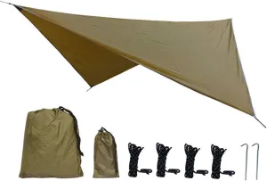 Waterproof Sun Proof Outdoor Camping Awning, Durable Polyester Fabric Ground Mat for Tents and Hammocks, Essential Camping Supplies