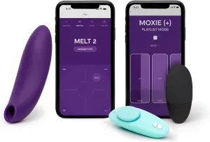 We-Vibe Melt 2 Purple Clitoris Vibrator Personal Massager & Moxie Aqua Lay On Panty Vibrator - Couples Sex Toy Kit Bundle