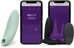 We-Vibe Melt 2 Sage Clitoris Vibrator Personal Massager & Ditto  Black Vibrating Silicone Butt Plug - Couples Sex Toy Kit Bundle