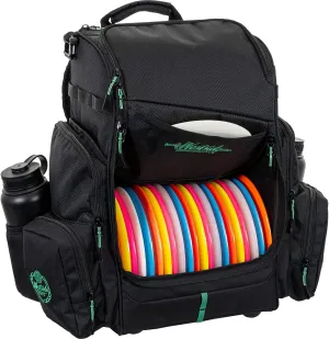 Westside Discs Noble Disc Golf Backpack | Large Frisbee Golf Bag | Main Compartment Holds up to 22 Discs | Extra Space on Sides for Accessories (Black)