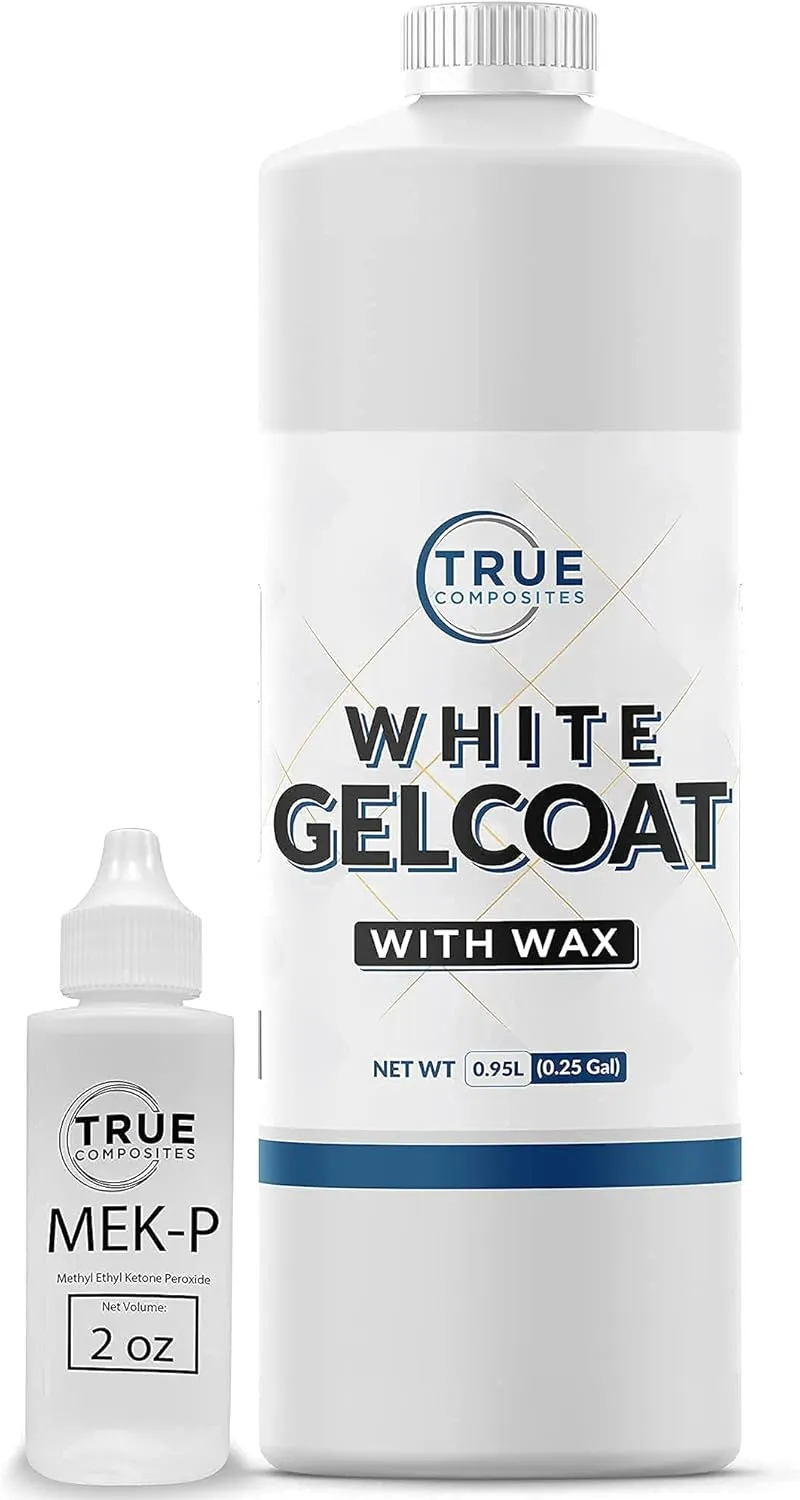 White Gelcoat Waxed-Isophthalic NPG Fiberglass Marine Gel Repair Kit-Top Coat Base, UV Protectant, Waterproof Cruise, Automotive, Boats, Wood (1 Quart & 1oz MEK-925)