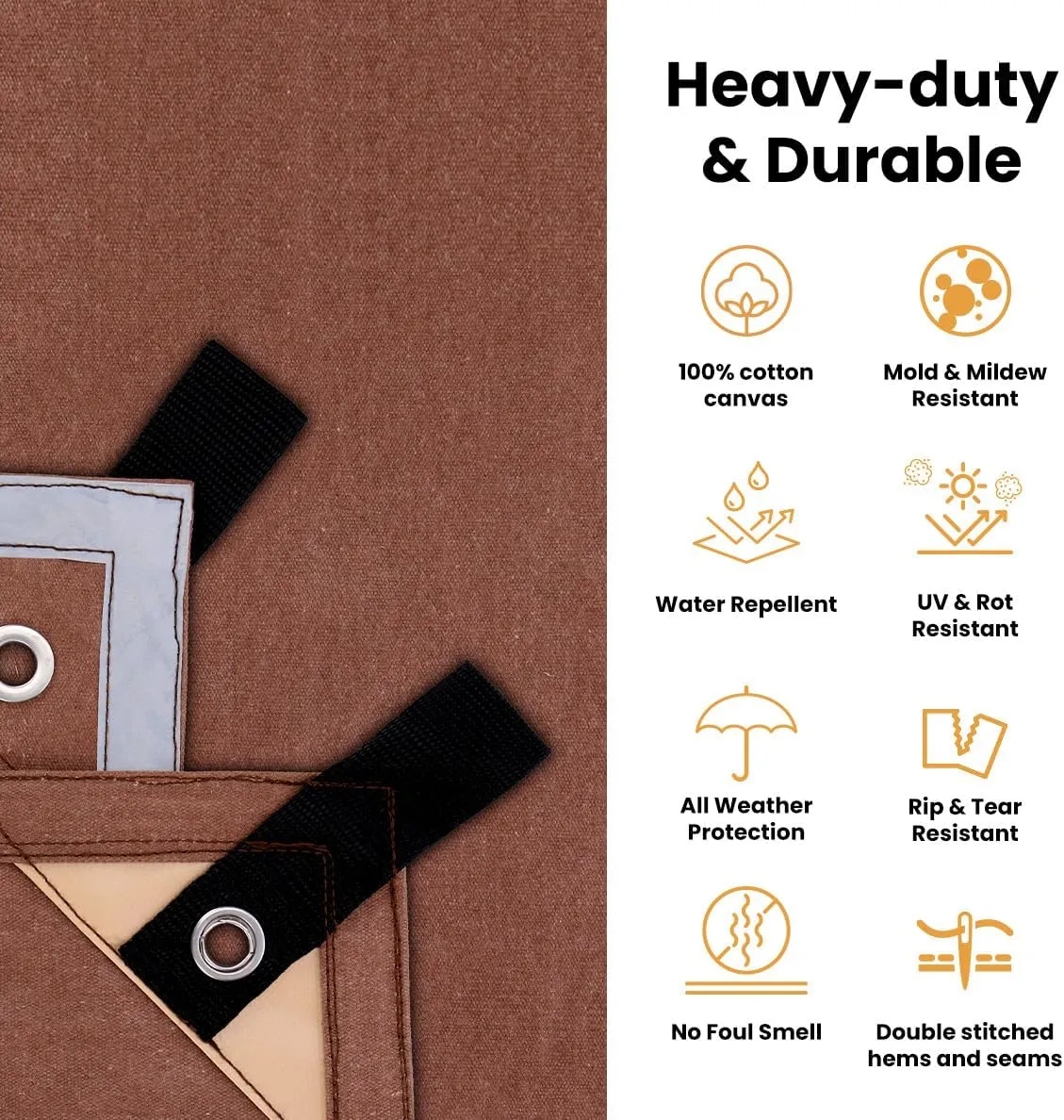 WHITEDUCK Canvas Tarp 18 oz. Heavy Duty Waterproof UV Resistant, Rustproof Grommets, Industrial & Commercial Use Cloth Tarp (Cut Size: 12'x16', Finished Size: 11'6"x15'6", Olive Drab)…