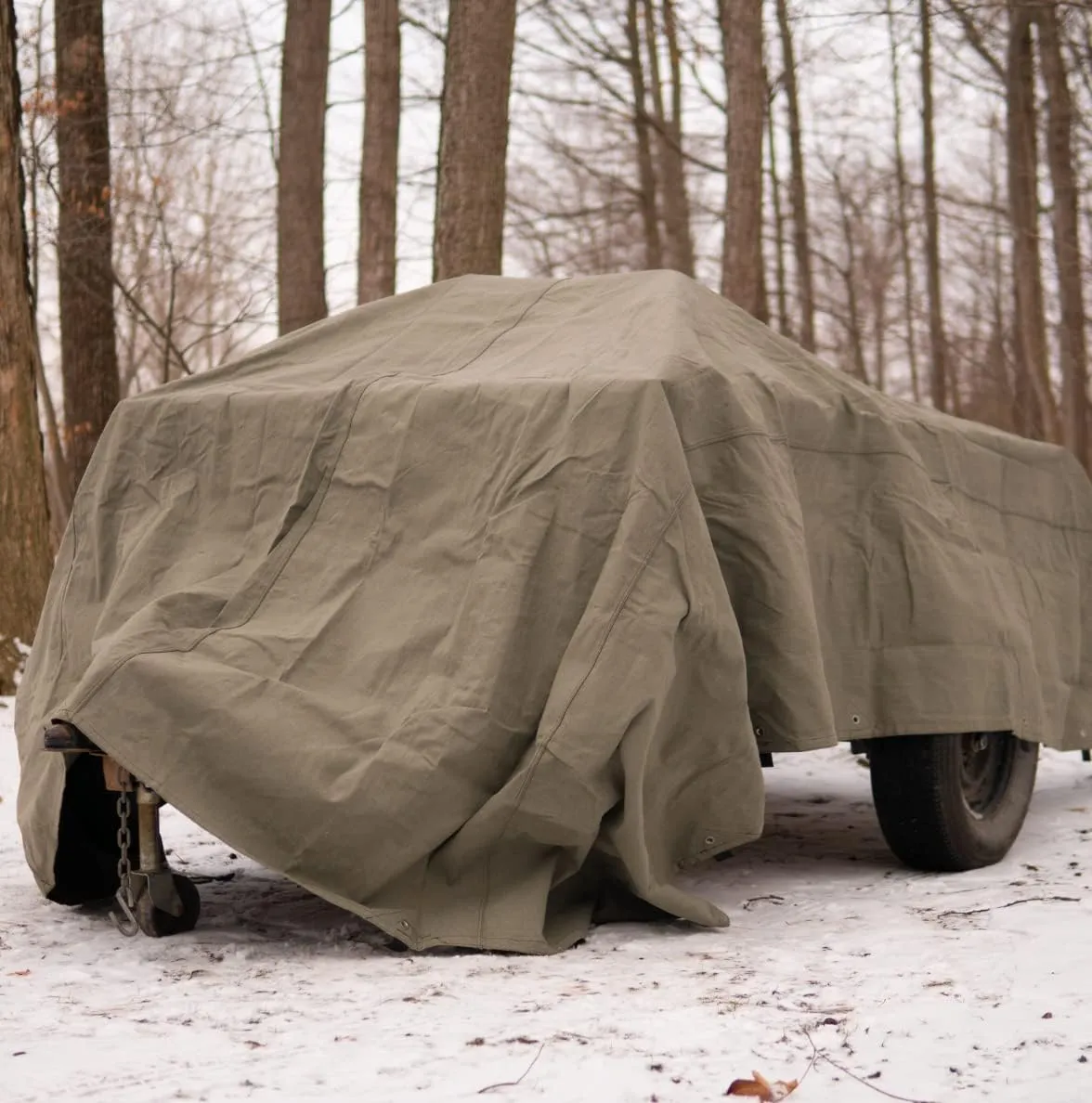 WHITEDUCK Canvas Tarp 18 oz. Heavy Duty Waterproof UV Resistant, Rustproof Grommets, Industrial & Commercial Use Cloth Tarp (Cut Size: 12'x16', Finished Size: 11'6"x15'6", Olive Drab)…