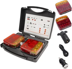Wireless Trailer Lights Magnetic, LED Wireless Tail Lights for Trailer, Rechargeable Towing Light Kit with Powerful Suction Base for Trucks, Boat, RV, Vehicle (1 SET)