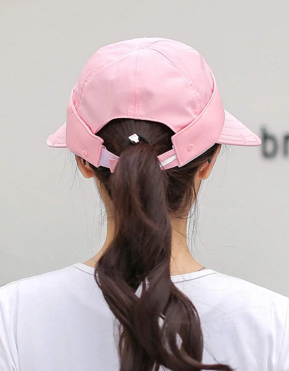 Women Wide Brim Face Mask Sun Hat Detachable Neck Face Flap Ponytail UV Protection Visor Hat Garden Fishing Hiking