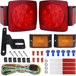 WoneNice LED Submersible Boat Trailer Tail Light and Wiring Kit, Combined Stop, Taillights/Running, Turn Function, DOT Compliance, IP67 Waterproof