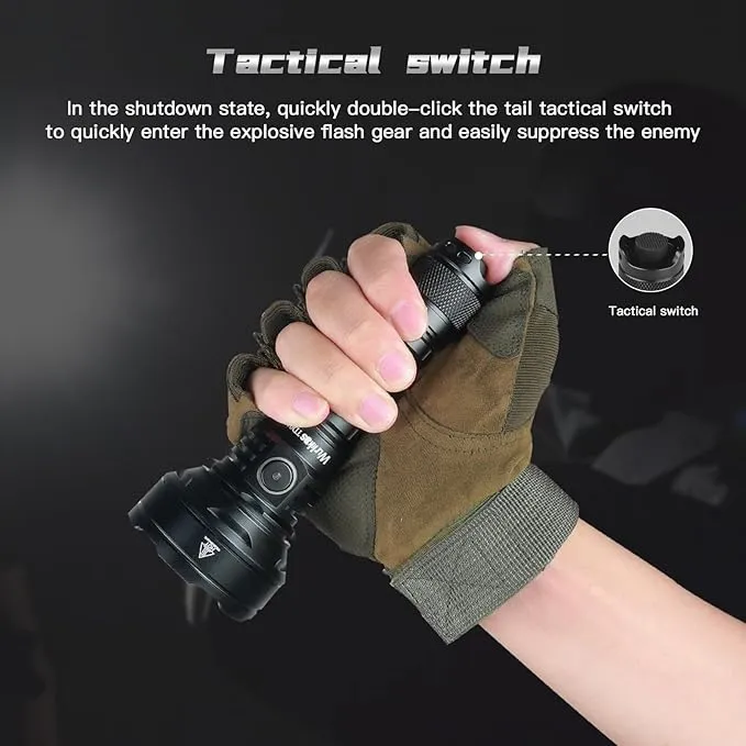 Wurkkos LED Tactical Flashlight Rechargeable - TD01 Tactical Flashlight High Lumens SFT40 LED Super Bright 2000LM - Rechargeable Flashlight with Dual Switch 2 Modes IP68 1039M Longest Range USB C