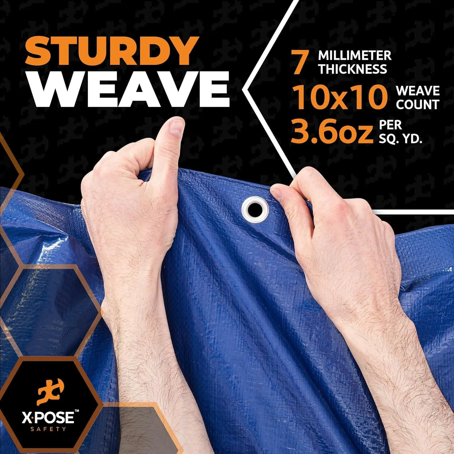Xpose Safety 12’ x 16’ Heavy Blue/Brown Tarp - Waterproof Tarp - 7 Mil Weatherproof Camping Tarp for Tent, Rain, Wind & Sun - Plastic Tarpaulin Cover Outdoor Tarp for Roof, Trailer, RV, Car, Boat