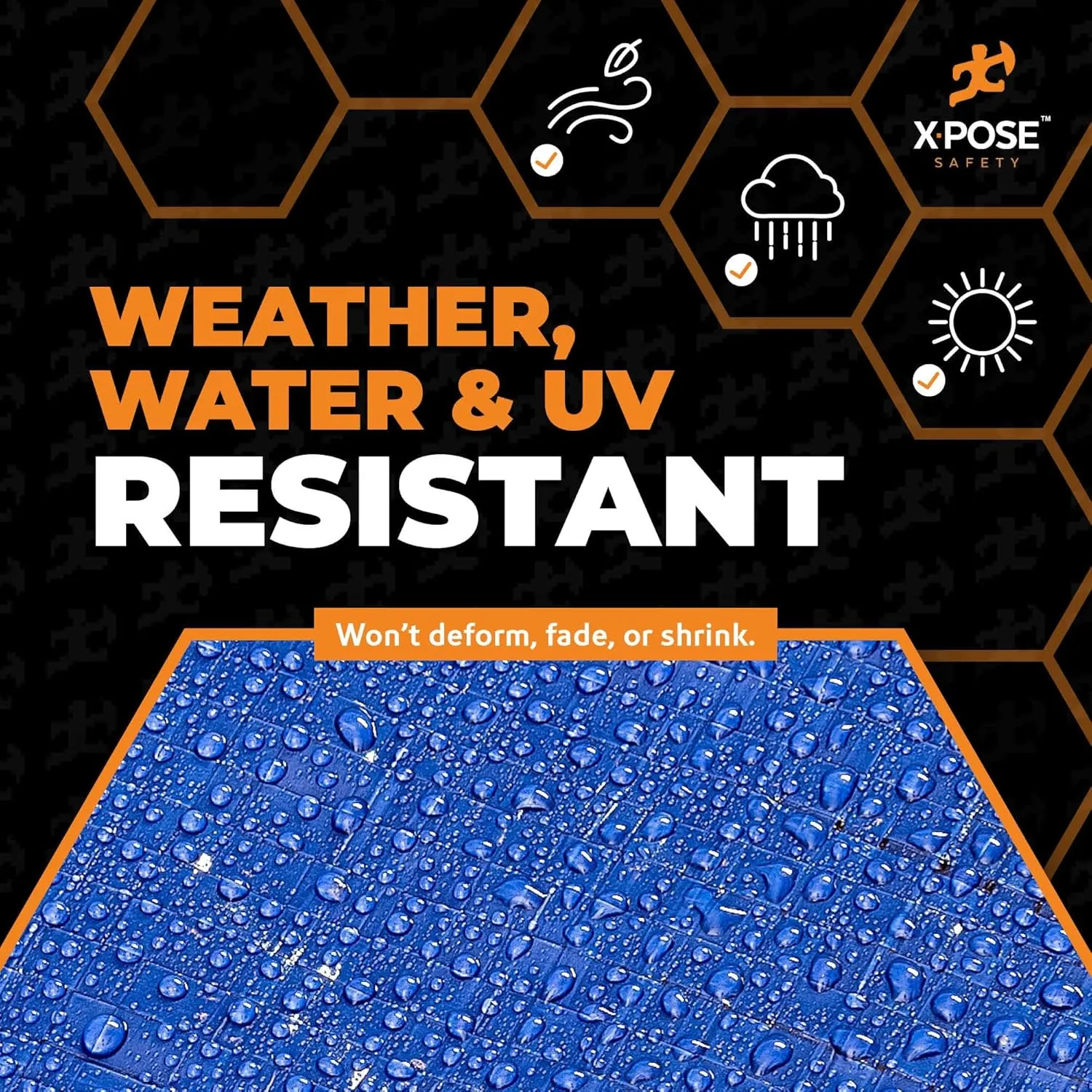 Xpose Safety 12’ x 16’ Heavy Blue/Brown Tarp - Waterproof Tarp - 7 Mil Weatherproof Camping Tarp for Tent, Rain, Wind & Sun - Plastic Tarpaulin Cover Outdoor Tarp for Roof, Trailer, RV, Car, Boat