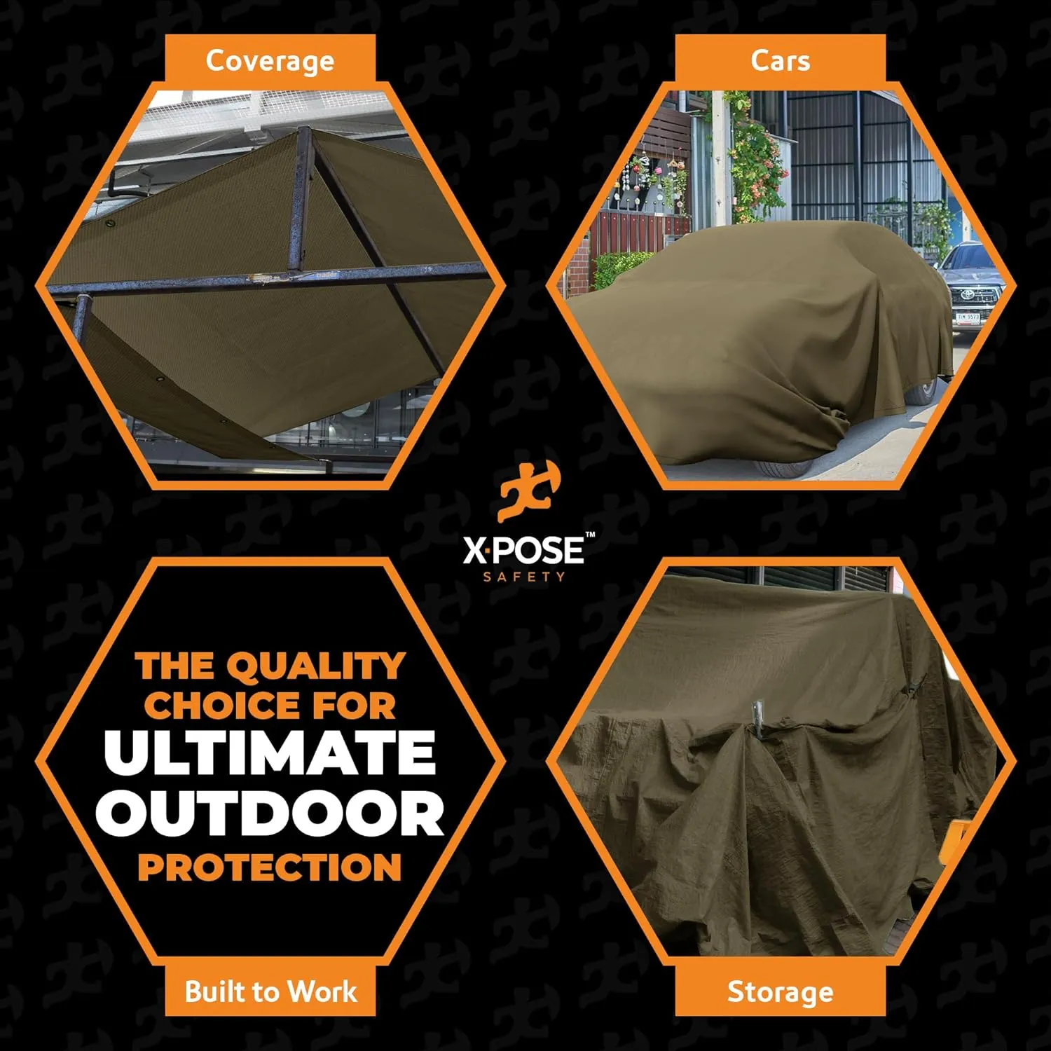 Xpose Safety Canvas Tarp - 10oz Olive Drab Canvas Tarps Heavy Duty Water Resistant with Brass Grommets- Multipurpose Outdoor Tarpaulin for Camping, Canopy, Trailer, Equipment Cover 10' x 14'
