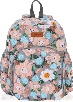 Yarn Storage Organizer Knitting Bag Backpack - Large Size with Grommets, Portable for Yarn Skeins, Crochet Hooks, Knitting Needles and Other Accessories (Flower-Grey)