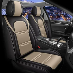 YORKNEIC 2 Front Car Seat Covers for Subaru WRX 2015-2023 2024 2025 Faux Leather Waterproof Seat Covers Automotive Seat Protectors Cushions with Airbag Compatible(2 Front Seat,Black&Beige)