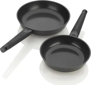 ZAVOR Noir 8 & 10 Inch Skillet Set - Premium Cast Aluminum with Titanium-based Nonstick Ceramic Coating & Removable Handles - Ultra Lightweight - Oven & Induction Ready | Noir Collection