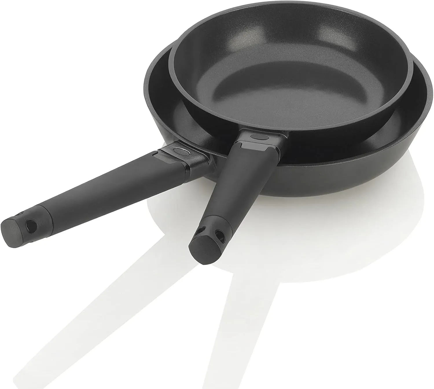 ZAVOR Noir 8 & 10 Inch Skillet Set - Premium Cast Aluminum with Titanium-based Nonstick Ceramic Coating & Removable Handles - Ultra Lightweight - Oven & Induction Ready | Noir Collection
