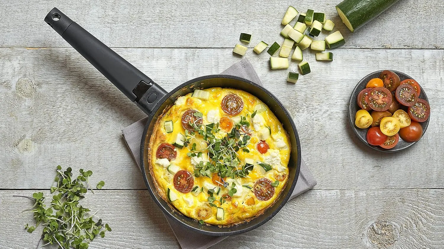 ZAVOR Noir 8 & 10 Inch Skillet Set - Premium Cast Aluminum with Titanium-based Nonstick Ceramic Coating & Removable Handles - Ultra Lightweight - Oven & Induction Ready | Noir Collection