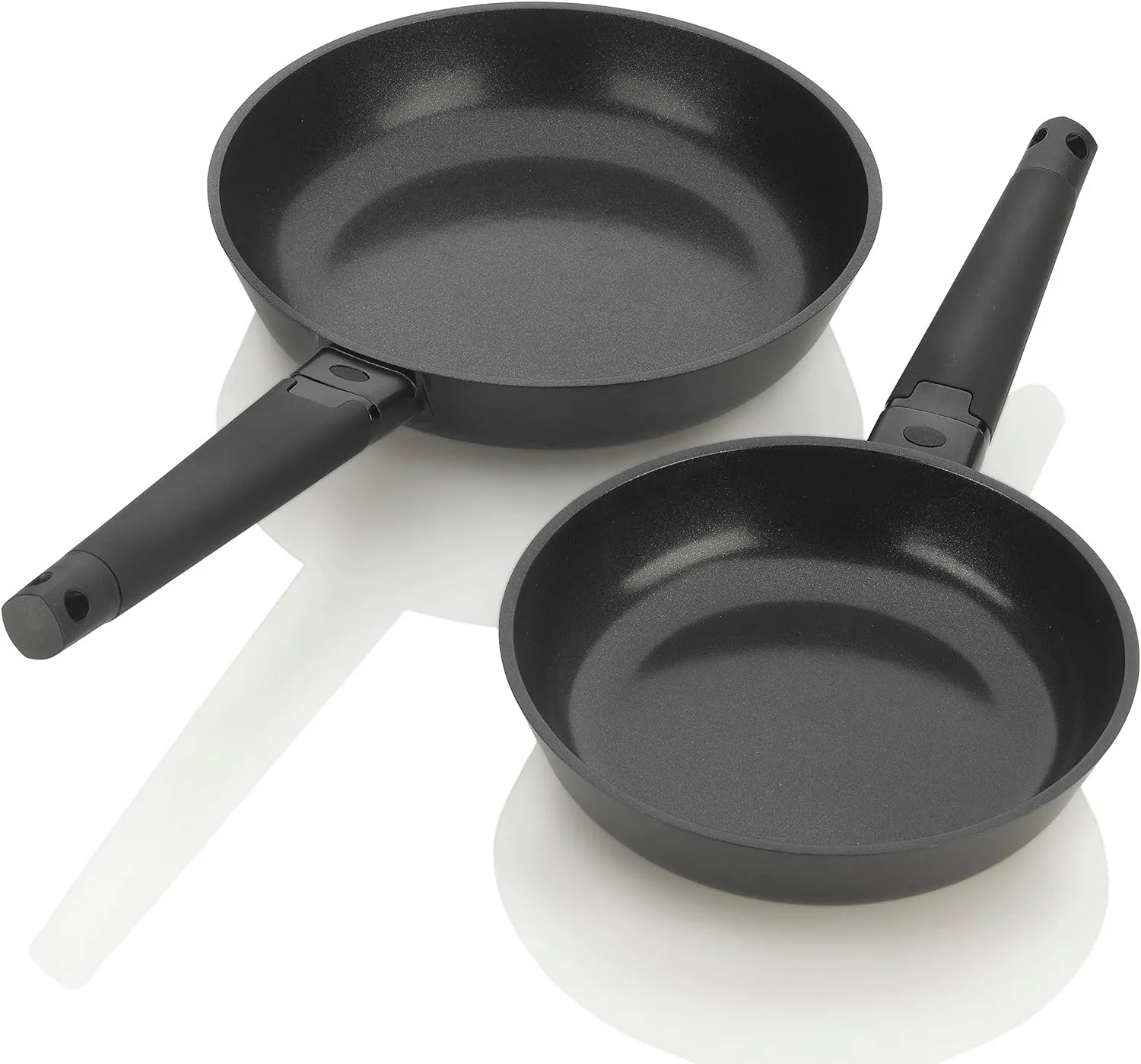 ZAVOR Noir 8 & 10 Inch Skillet Set - Premium Cast Aluminum with Titanium-based Nonstick Ceramic Coating & Removable Handles - Ultra Lightweight - Oven & Induction Ready | Noir Collection