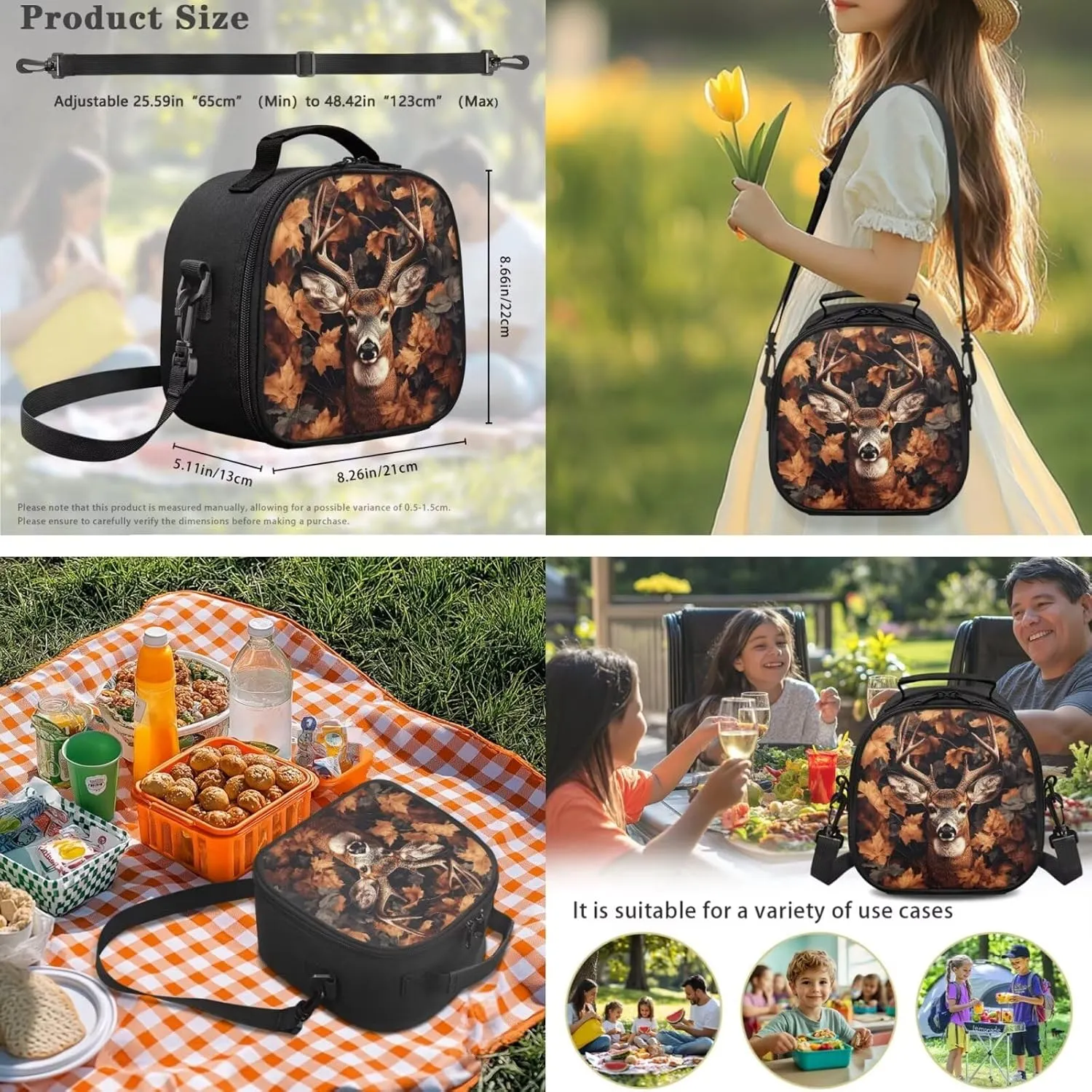 ZFRXIGN Camo Deer Forest Backpack for Girls Back to School Bookbag with Lunch Bag Pencil Case Water Bottle Sleeve Elementary Travel 4 pack Schoolbag Sets Hunting Animal Brown