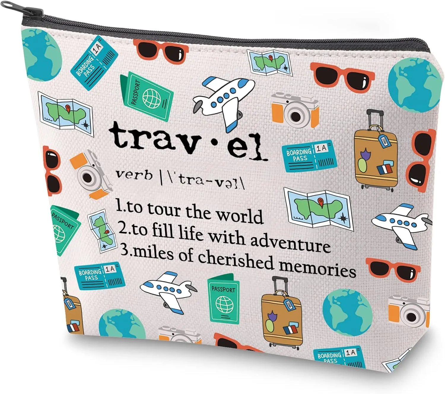 ZJXHPO Travel Definition Cosmetic Bag - Travel Agent Appreciation Gift for Travelers. Zipper Pouch - Traveler Survival Kit