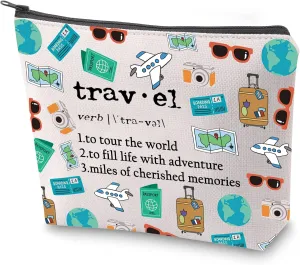 ZJXHPO Travel Definition Cosmetic Bag - Travel Agent Appreciation Gift for Travelers. Zipper Pouch - Traveler Survival Kit