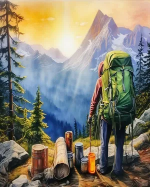 ZMHZMY Paint by Number Kits Mountaineering Trip Canvas DIY Oil Painting for Adults Beginner with Brushes and Acrylic Pigment 16 x 20 inch (Without Frame)