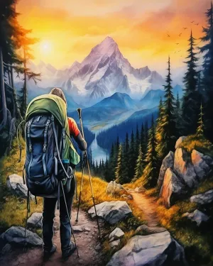 ZMHZMY Paint by Numbers for Adult Mountaineering Trip DIY Canvas Oil Painting Kit for Adults with Paintbrushes Acrylic Pigment Drawing Paintwork,40x50cm,Without Frame