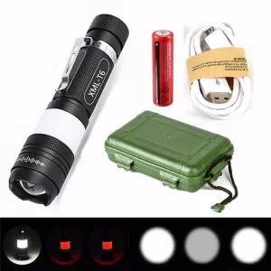 Zoomable 12000LM Flashlight Torch USB Rechargeable T6 COB LED Flashlight 1x18650 Battery USB Cable Box Bicycle Light 40OT16