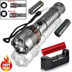 Zoomable 20000LM T6 LED Flashlight Rechargeable Bicycle Light Front Torch Flashlight 18650 Battery Charger Dropshipping 400T18