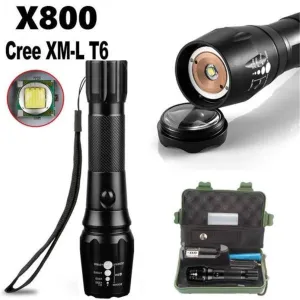 Zoomable 3000LM T6 LED Flashlight Torch Rechargeable Tactical Flashlight 1x18650 Battery Charger Case LED Bicycle Light 40OT12