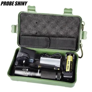 Zoomable Rechargeable 5000 Lumens XML T6 LED Flashlight Torch  1x 18650 Battery UK Plug Charger Case Bicycle Light 40OT22
