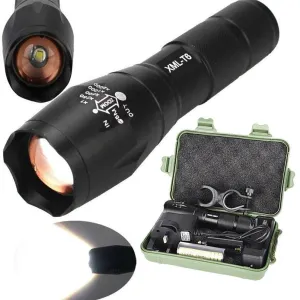 Zoomable Rechargeable XML T6 LED Flashlight Torch  1x 18650 Battery  Charger Flashlight Holder Case Bicycle Light #F40OT22